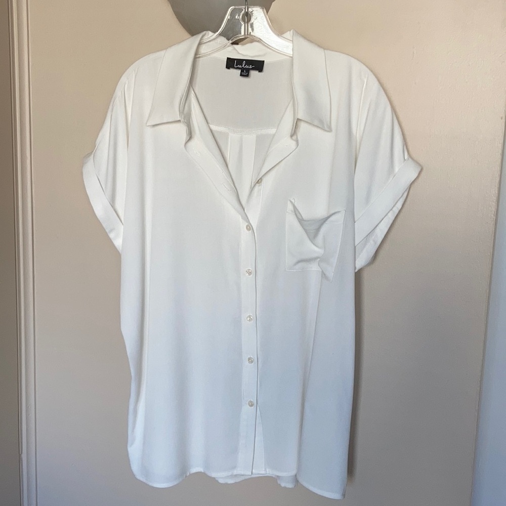 Lulus White Button Down Shirt/Blouse
